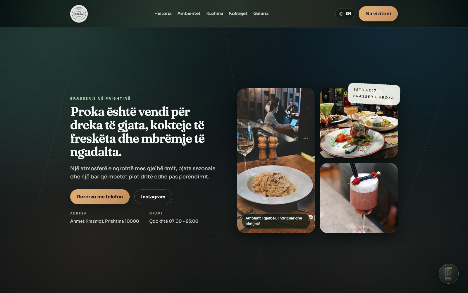 Proka Brasserie website homepage